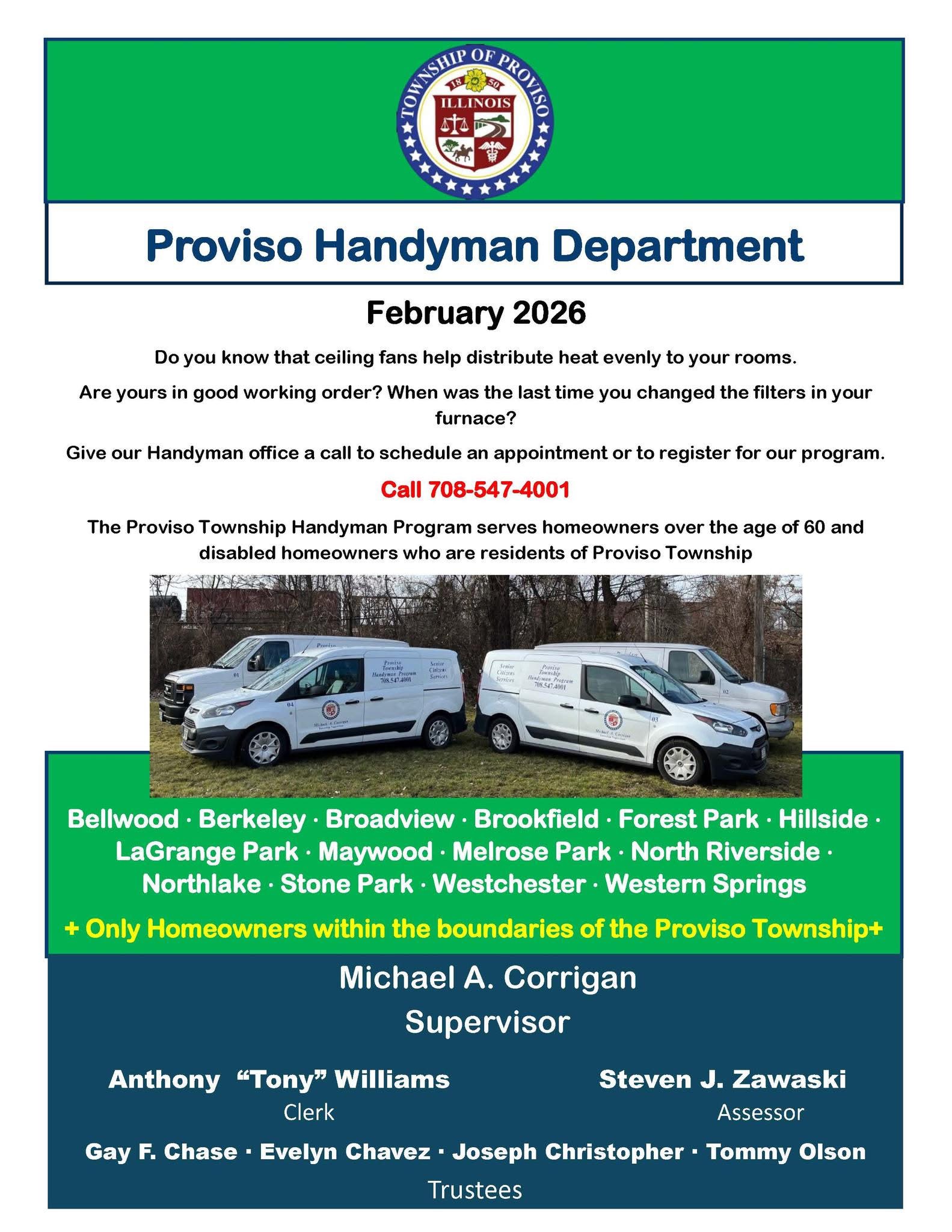 Proviso Township Handyman Services Available to Westchester Residents Over 60