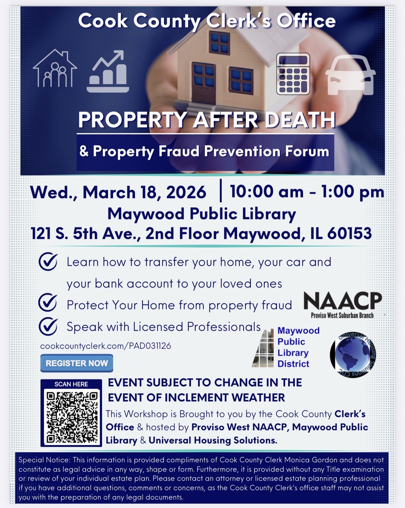 Cook County Clerk's Office Hosts Property After Death & Fraud Prevention Forum at Maywood Library
