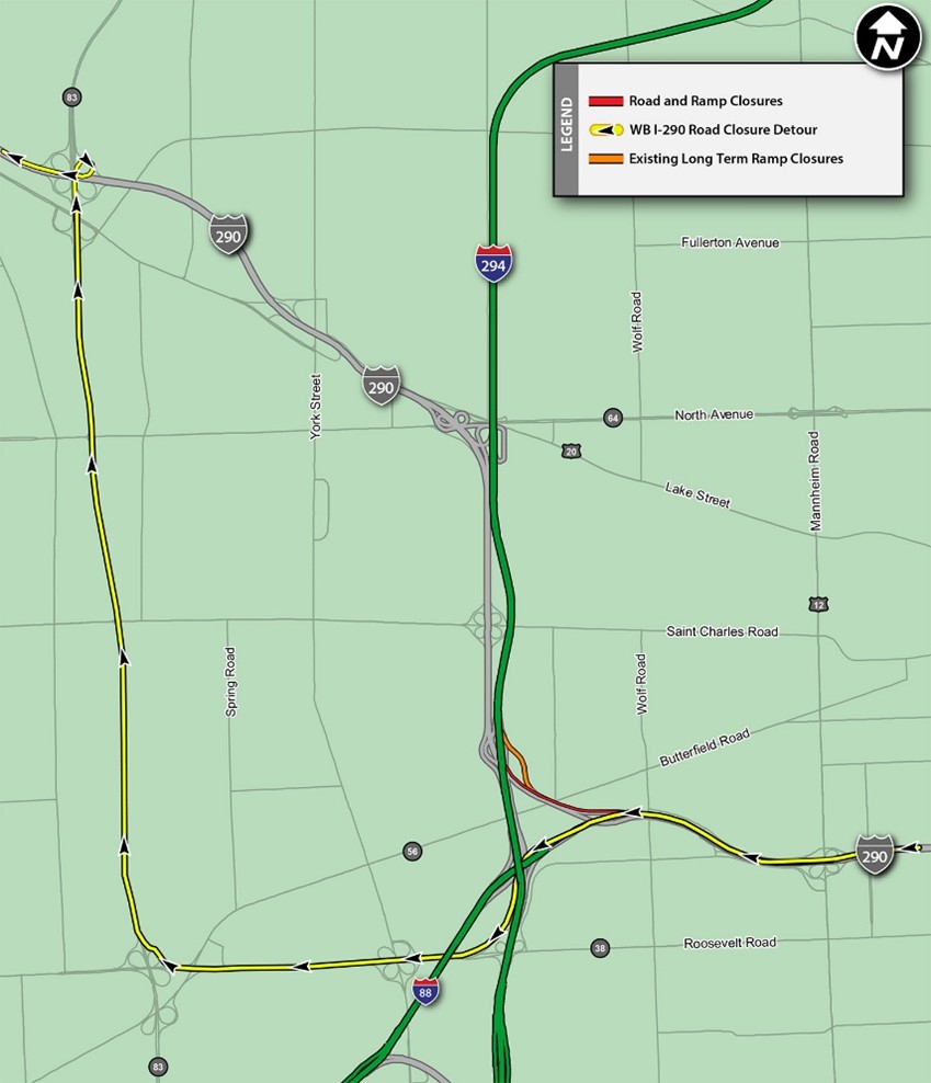 Scheduled Closures on Westbound I-290 Due to I-294 Bridge Work